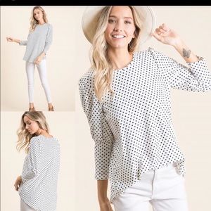 Buttery soft polkadot top!